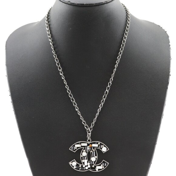 CHANEL Black Logo Necklace